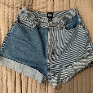 BDG Mixed Material High Waist Mom Shorts